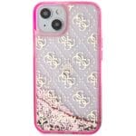 Guess GUHCP14SLC4PSGP Pink Hardcase Liquid Glitter 4G Transparent Kryt iPhone 14