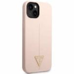Guess GUHCP14SSLTGP Pink Silicone Triangle Kryt iPhone 14