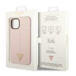 Guess GUHCP14SSLTGP Pink Silicone Triangle Kryt iPhone 14
