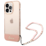 Guess GUHCP14XHGCOHP Pink Translucent Pearl Strap Kryt iPhone 14 Pro Max