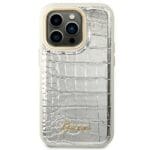 Guess GUHCP14XHGCRHS Silver Croco Collection Kryt iPhone 14 Pro Max