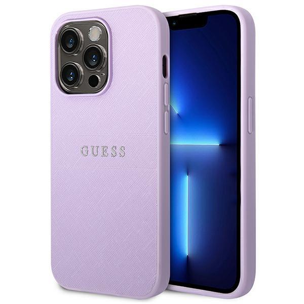 Guess GUHCP14XPSASBPU Purple Saffiano Strap Kryt iPhone 14 Pro Max