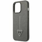 Guess GUHCP14XPSATLG Silver SaffianoTriangle Logo Kryt iPhone 14 Pro Max