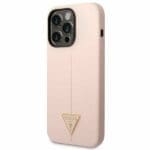 Guess GUHCP14XSLTGP Pink Silicone Triangle Kryt iPhone 14 Pro Max