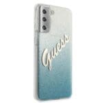 Guess GUHCS21MPCUGLSBL Blue Glitter Gradient Script Kryt Samsung S21 Plus