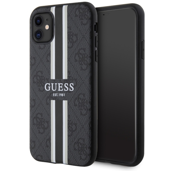 Guess GUHMN61P4RPSK Black Hardcase 4G Printed Stripes MagSafe Kryt iPhone 11