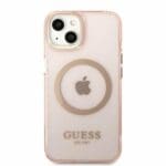 Guess GUHMP13MHTCMP Pink Gold Outline Translucent MagSafe Kryt iPhone 13