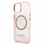 Guess GUHMP13MHTCMP Pink Gold Outline Translucent MagSafe Kryt iPhone 13