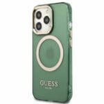 Guess GUHMP13XHTCMA Khaki Gold Outline Translucent MagSafe Kryt iPhone 13 Pro Max