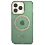 Guess GUHMP13XHTCMA Khaki Gold Outline Translucent MagSafe Kryt iPhone 13 Pro Max