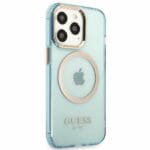 Guess GUHMP13XHTCMB Blue Gold Outline Translucent MagSafe Kryt iPhone 13 Pro Max