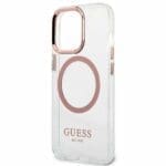 Guess GUHMP13XHTRMP Pink Metal Outline Magsafe Kryt iPhone 13 Pro Max