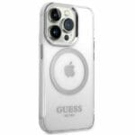 Guess GUHMP14LHTRMS Silver Metal Outline Magsafe Kryt iPhone 14 Pro