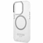 Guess GUHMP14LHTRMS Silver Metal Outline Magsafe Kryt iPhone 14 Pro
