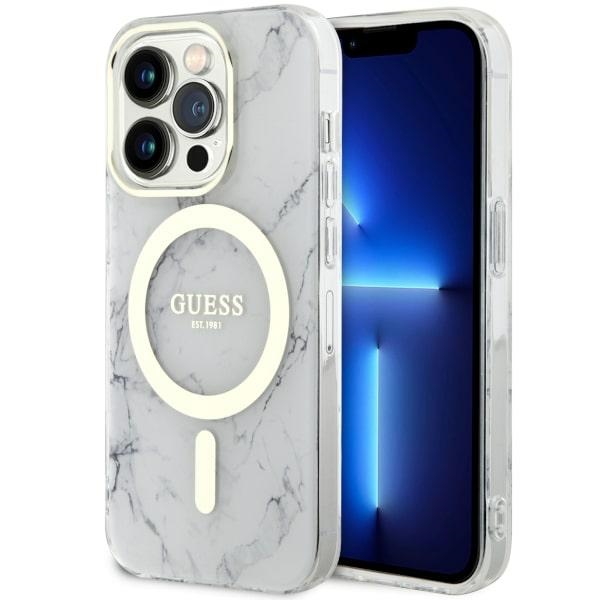 Guess GUHMP14LPCUMAH White Hardcase Marble MagSafe Kryt iPhone 14 Pro