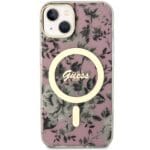 Guess GUHMP14MHCFWSP Pink Hardcase Flower MagSafe Kryt iPhone 14 Plus