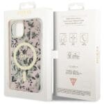 Guess GUHMP14MHCFWSP Pink Hardcase Flower MagSafe Kryt iPhone 14 Plus