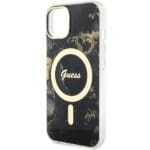 Guess GUHMP14MHTMRSK Black Hardcase Golden Marble MagSafe Kryt iPhone 14 Plus