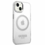 Guess GUHMP14MHTRMS Silver Metal Outline Magsafe Kryt iPhone 14 Plus