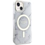 Guess GUHMP14MPCUMAH White Hardcase Marble MagSafe Kryt iPhone 14 Plus