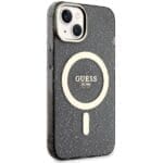 Guess GUHMP14SHCMCGK Black Hardcase Glitter Gold MagSafe Kryt iPhone 14