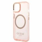 Guess GUHMP14SHTCMP Pink Gold Outline Translucent MagSafe Kryt iPhone 14