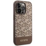 Guess GUHMP14XHGCFSEW Brown Hardcase GCube Stripes MagSafe Kryt iPhone 14 Pro Max