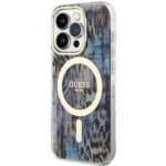 Guess GUHMP14XHLEOPWB Blue Hardcase Leopard MagSafe Kryt iPhone 14 Pro Max