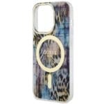 Guess GUHMP14XHLEOPWB Blue Hardcase Leopard MagSafe Kryt iPhone 14 Pro Max