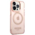 Guess GUHMP14XHTCMP Pink Gold Outline Translucent MagSafe Kryt iPhone 14 Pro Max
