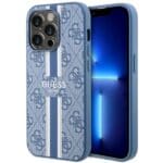 Guess GUHMP14XP4RPSB Blue Hardcase 4G Printed Stripes MagSafe Kryt iPhone 14 Pro Max
