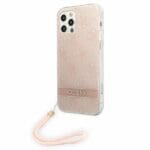 Guess GUOHCP12MH4STP Pink 4G Print Strap Kryt iPhone 12/12 Pro