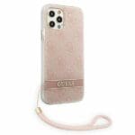 Guess GUOHCP12MH4STP Pink 4G Print Strap Kryt iPhone 12/12 Pro