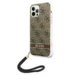 Guess GUOHCP12MH4STW Brown 4G Print Strap Kryt iPhone 12/12 Pro