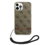 Guess GUOHCP12MH4STW Brown 4G Print Strap Kryt iPhone 12/12 Pro