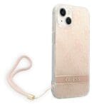 Guess GUOHCP14MH4STP Pink 4G Print Strap Kryt iPhone 14 Plus