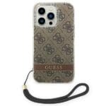 Guess GUOHCP14XH4STW Brown 4G Print Strap Kryt iPhone 14 Pro Max