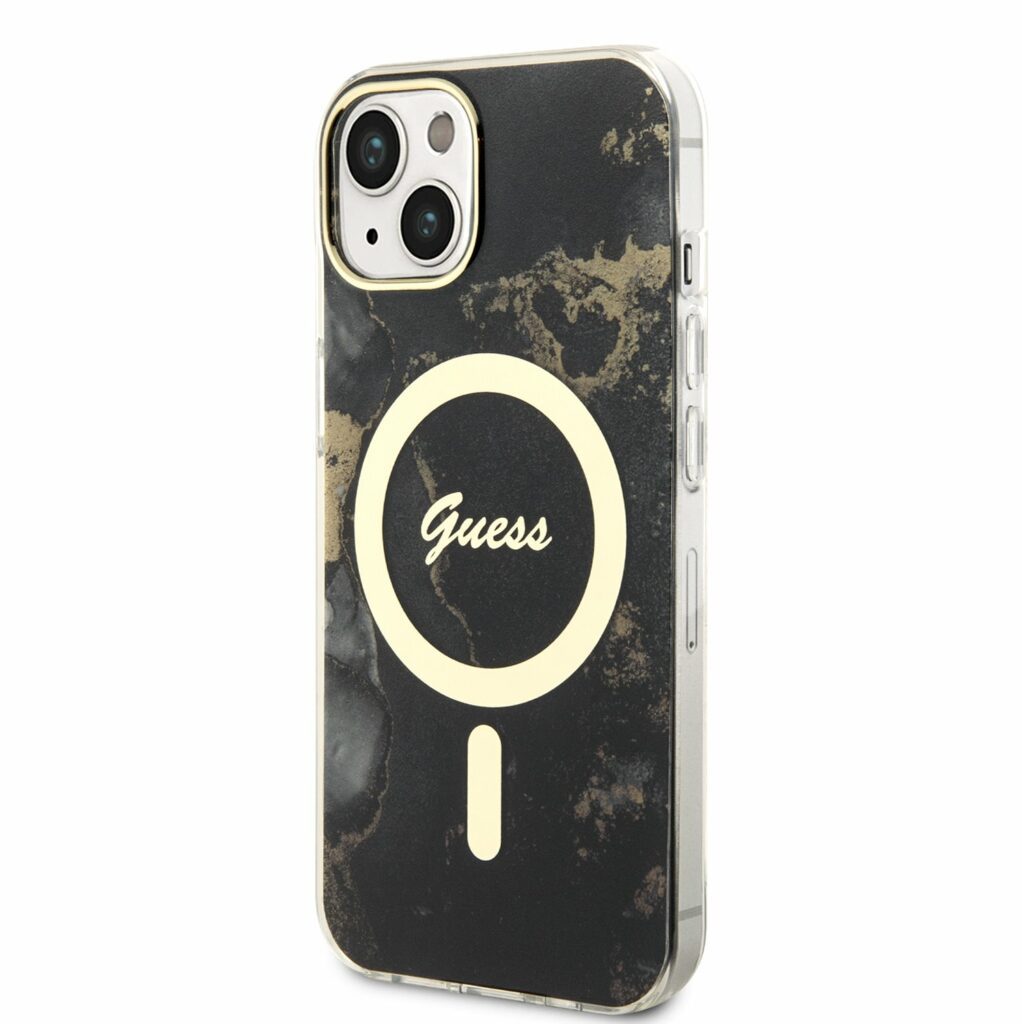 Guess Marble IML MagSafe Black Kryt iPhone 14
