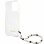 Guess PC Script and White Pearls Transparent Kryt iPhone 13 Pro