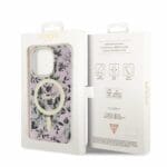 Guess PC/TPU Flowers IML MagSafe Pink Kryt iPhone 14 Pro