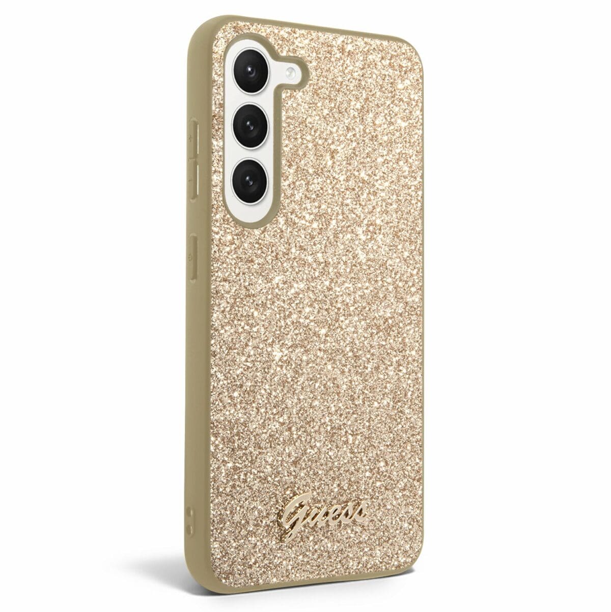 Guess PC/TPU Glitter Flakes Metal Logo Gold Kryt Samsung Galaxy S23