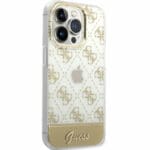 Guess PC/TPU Peony Glitter Script Logo Gold Kryt iPhone 14 Pro Max