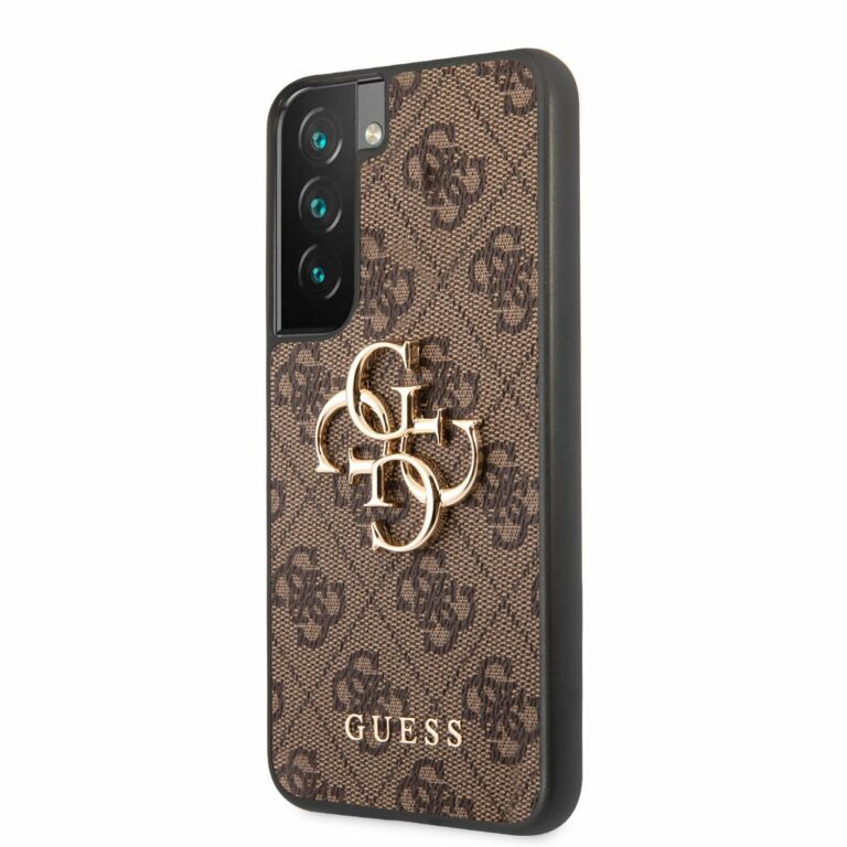 Guess PU 4G Metal Logo Brown Kryt Samsung Galaxy S22