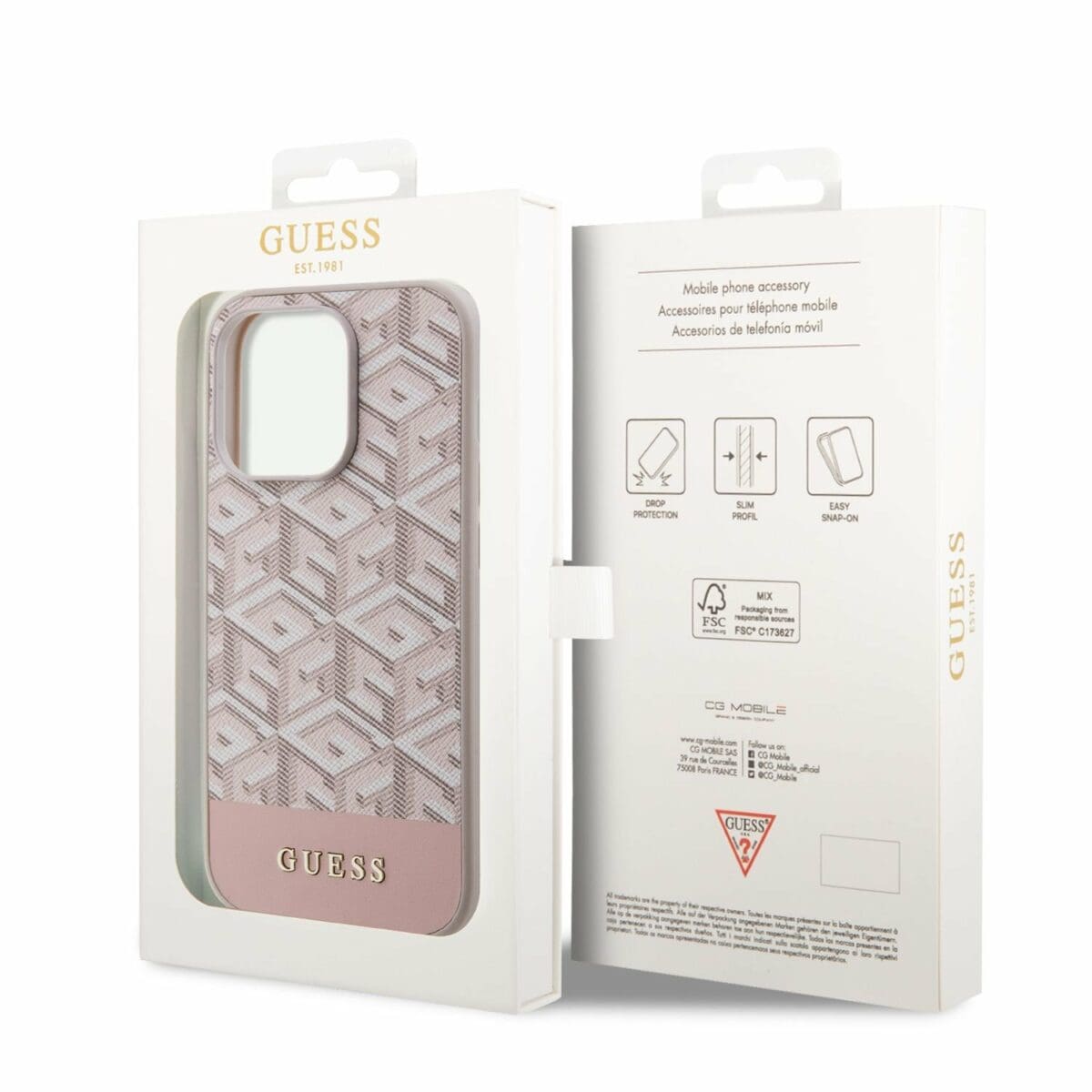 Guess PU G Cube MagSafe Pink Kryt iPhone 14 Pro