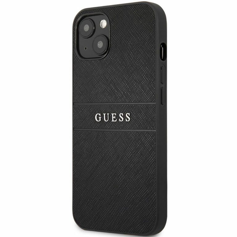 Guess PU Leather Saffiano Black Kryt iPhone 13
