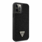 Guess Rhinestones Triangle Metal Logo Black Kryt iPhone 12 Pro Max
