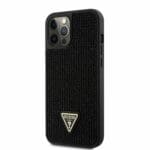 Guess Rhinestones Triangle Metal Logo Black Kryt iPhone 12 Pro Max
