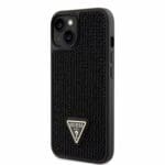 Guess Rhinestones Triangle Metal Logo Black Kryt iPhone 14