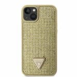 Guess Rhinestones Triangle Metal Logo Kryt Gold iPhone 14