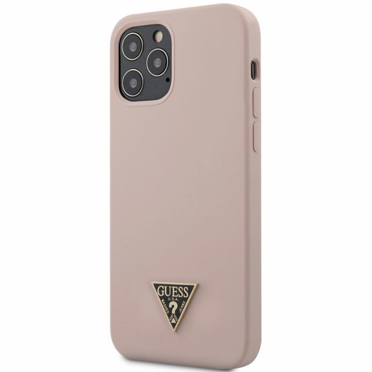 Guess Silicone Metal Triangle Light Pink Kryt iPhone 12/12 Pro